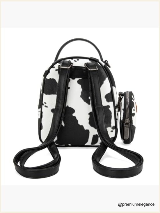 Mini Cow Print Backpack Purse for Women Vegan Leather Daypack